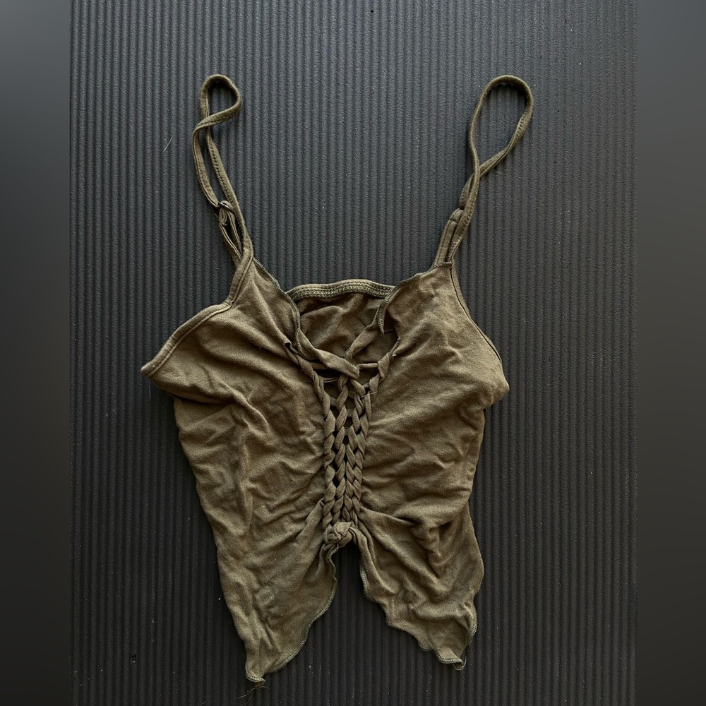 Olive Green Braided crop Top